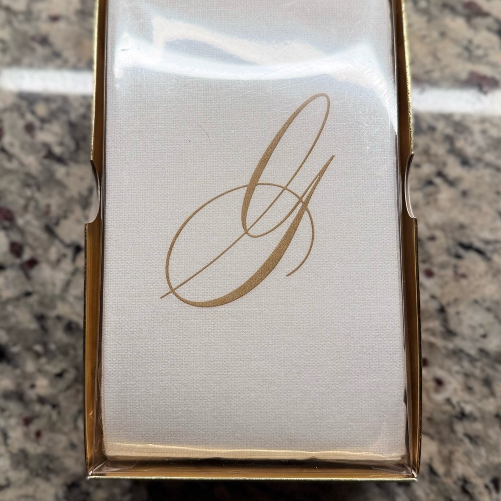 Set of 24 Luxurious Gold Monogram Guest Towel Napkins